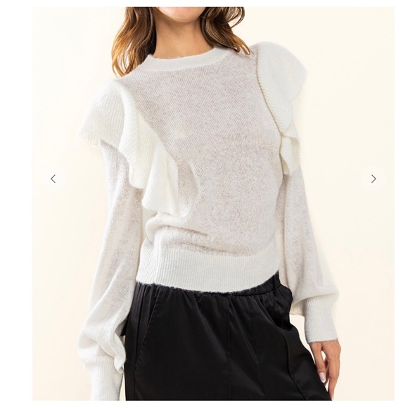 30 Boho Soft Knit Ruffle Sweater Top - Picture 4 of 4